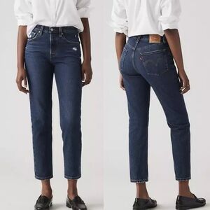 Levi’s 501 Crop Jeans Size 28 Dark Wash Button Fly, High Rise Straight Leg